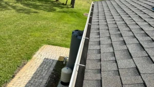 "gutter cleaning service performed and now gutters are clean and water can flow properly"