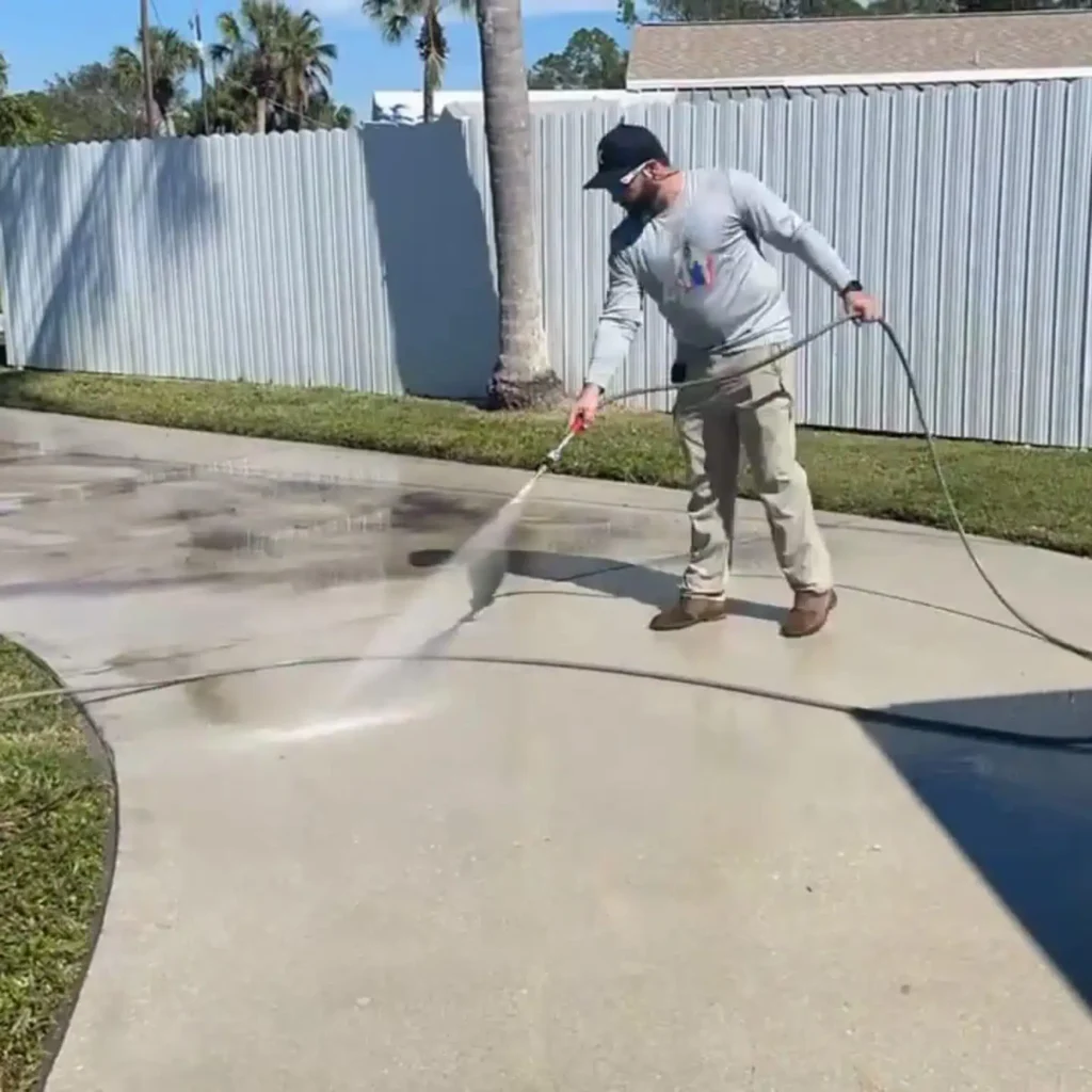 driveway pressure cleaning rinse